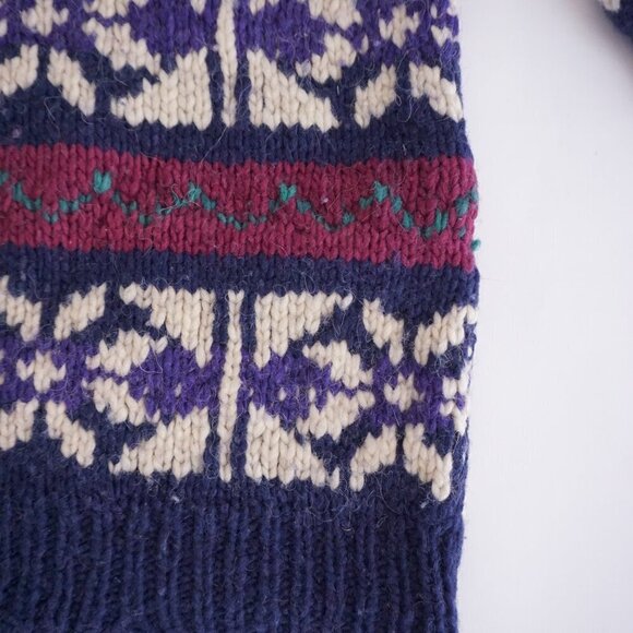 VTG '80S Rey Wear Purple Maroon Wool Cottagecore Chunky Knit Crewneck Sweater XL - Picture 6 of 12